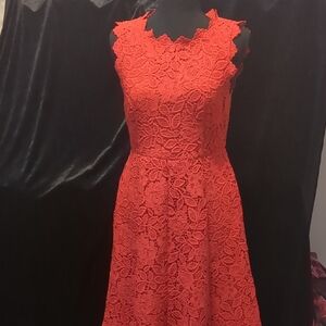 Kate Spade Vibrant Red Lace Midi Dress